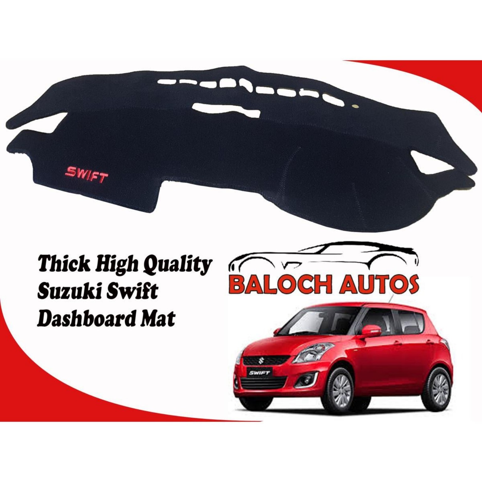 Suzuki Swift black dashboard mat